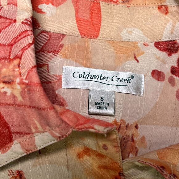 Coldwater Creek Jacket Fall Leaf Print Orange Tan Blazer Jacket NWOT S Small - Picture 3 of 9